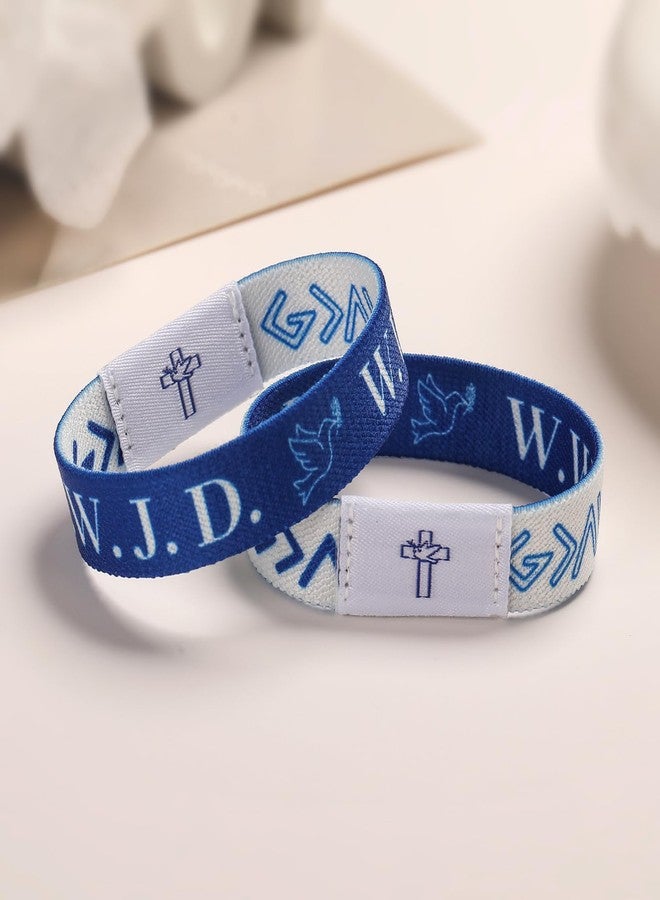سوار Flvkev اليومي لآيات الكتاب المقدس للرجال والنساء، أساور WWJD، سوار قابل للارتداء للكتاب المقدس، أساور مسيحية مستوحاة من الكتاب المقدس، هدايا دينية كاثوليكية ملهمة (wwjd-blue) - Image 2